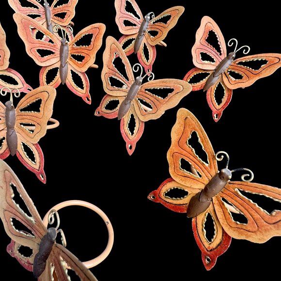 Vintage Set of 12 Metal Butterfly Napkin Rings - Picture 4 of 6